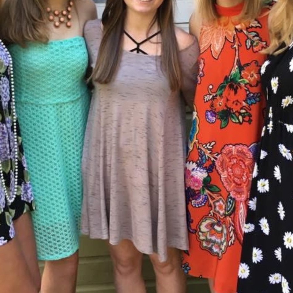 Long Sleeve Shirt Dress in Taupe